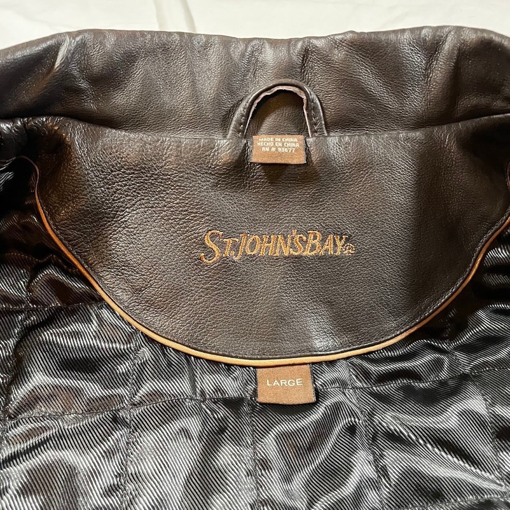 St. John's Bay Black Leather Jacket, Large - Picture 2 of 13